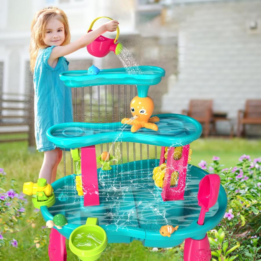 【並行輸入品】VATOS 3 Tier Sand Water Table for Girls, Kids Splash Sand Tableの画像