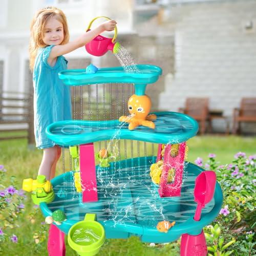 【並行輸入品】VATOS 3 Tier Sand Water Table for Girls, Kids Splash Sand Tableの画像