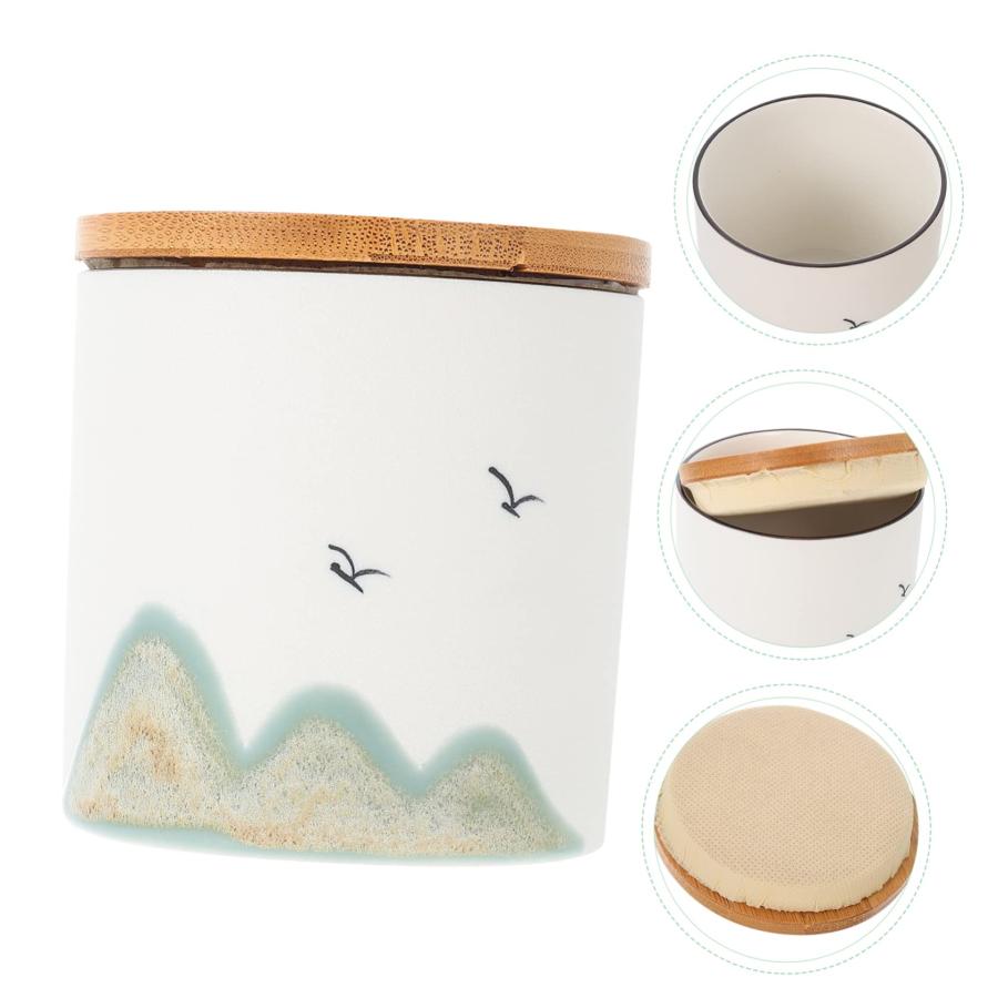 【並行輸入品】PRETYZOOM Ceramic Tea Canister Black Pottery Tea Storage White Dの画像