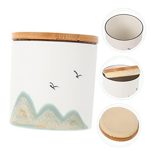 【並行輸入品】PRETYZOOM Ceramic Tea Canister Black Pottery Tea Storage White Dの画像