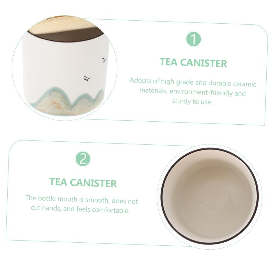 【並行輸入品】PRETYZOOM Ceramic Tea Canister Black Pottery Tea Storage White Dの画像