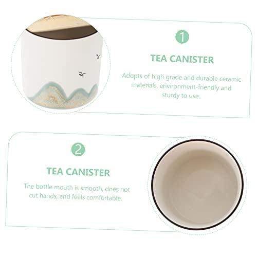【並行輸入品】PRETYZOOM Ceramic Tea Canister Black Pottery Tea Storage White Dの画像