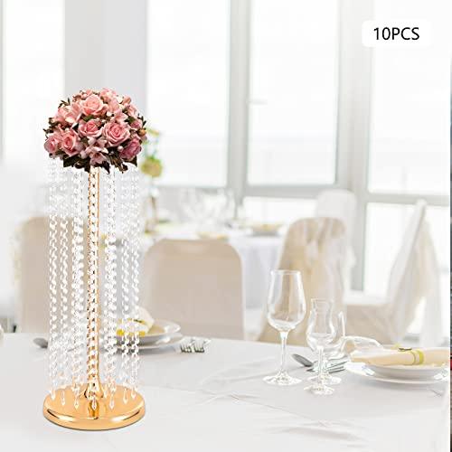 【並行輸入品】Metal Flower Floor Vase Gold Column Flower Stand 23.6 Inch Tallの画像