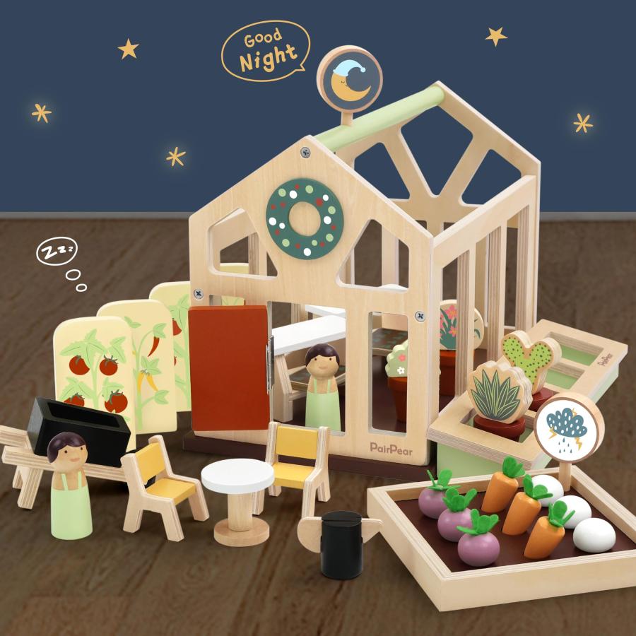 【並行輸入品】PairPear Flower Garden Toy Greenhouse Playset,Toddlers Wooden Toの画像