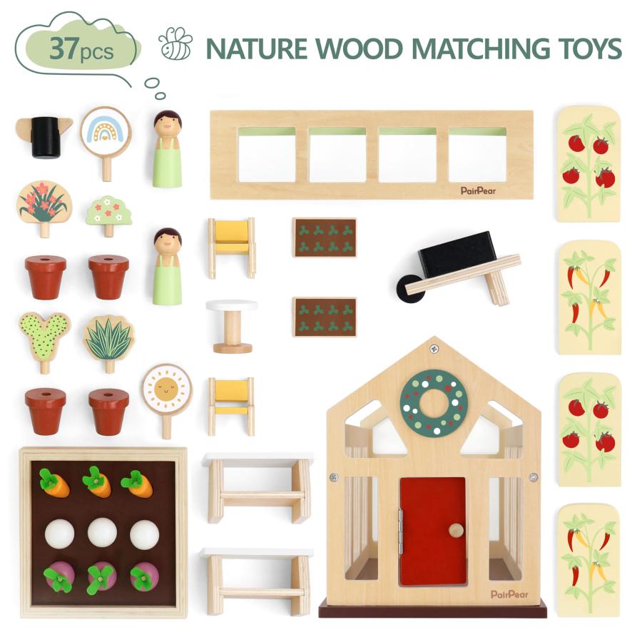 【並行輸入品】PairPear Flower Garden Toy Greenhouse Playset,Toddlers Wooden Toの画像