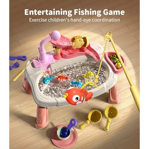 【並行輸入品】Geyiie プレイシンク 流水付き インタラクティブなウォーターテーブル 幼児用 キッチンアクセサリー 釣りおもちゃ 水車機能付_7
