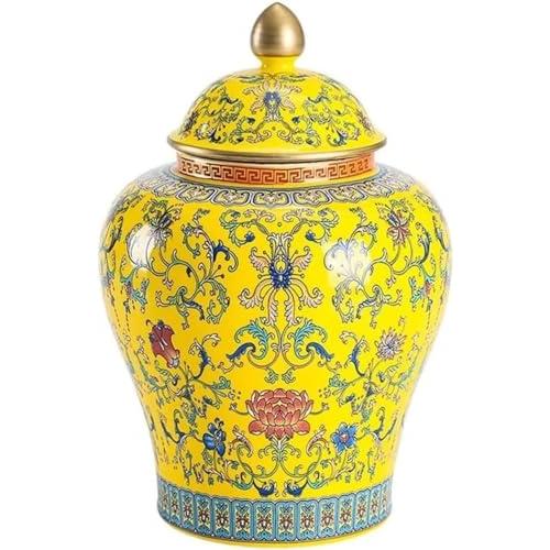 【並行輸入品】Porcelain Ginger Jar,Ceramic Flower Vase,1pc Yellow Decorative G |  | 01