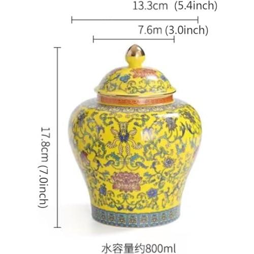 【並行輸入品】Porcelain Ginger Jar,Ceramic Flower Vase,1pc Yellow Decorative G |  | 04