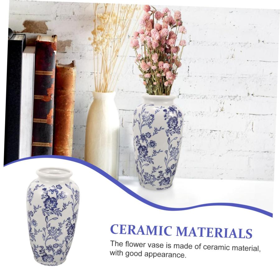 【並行輸入品】LIFKICH Blue and White Porcelain Vase Chinese Floral Vase Feng S_9