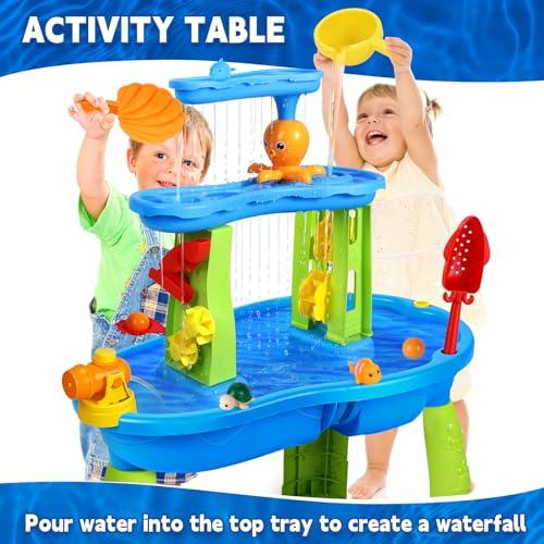 【並行輸入品】SUPER JOY ウォーターテーブル 幼児用 3~5歳 | 3段 子供用ウォーターテーブル 屋外遊び用 | キッズアクティビティの画像