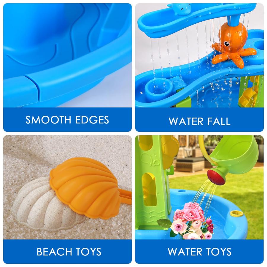【並行輸入品】SUPER JOY ウォーターテーブル 幼児用 3~5歳 | 3段 子供用ウォーターテーブル 屋外遊び用 | キッズアクティビティの画像