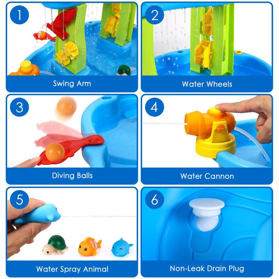 【並行輸入品】SUPER JOY ウォーターテーブル 幼児用 3~5歳 | 3段 子供用ウォーターテーブル 屋外遊び用 | キッズアクティビティの画像
