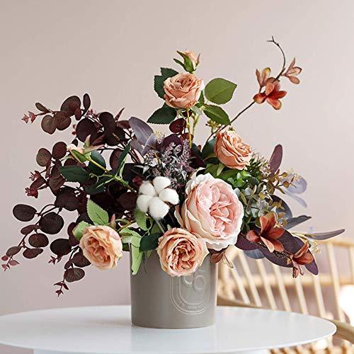 【並行輸入品】ROLTIN Artificial Flower in Pot Artificial Pink Rose Flowers witの画像
