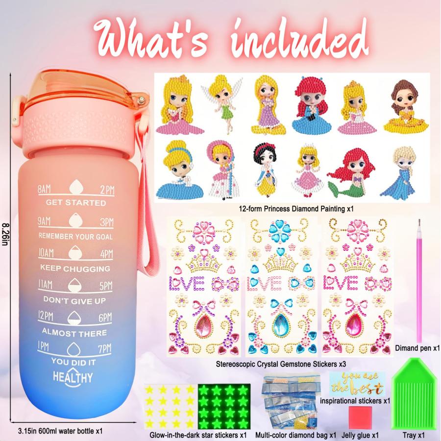 【並行輸入品】Wbesty Decorate Your Own Water Bottle Kits for Girls Age 4 12, Pの画像
