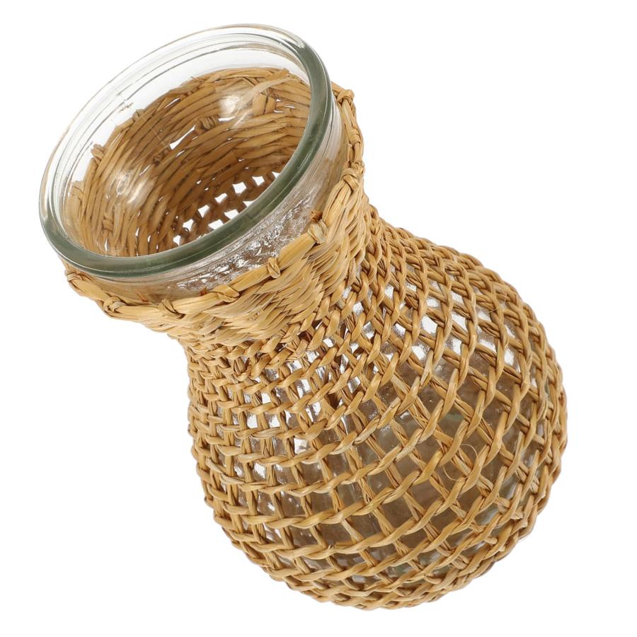 【並行輸入品】Amosfun 3pcs Rattan Grass Glass Vase Decorative Buds Vase Wicker_3