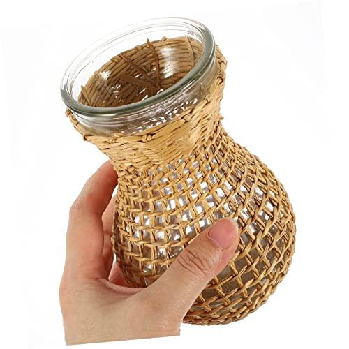 【並行輸入品】Amosfun 3pcs Rattan Grass Glass Vase Decorative Buds Vase Wicker_7
