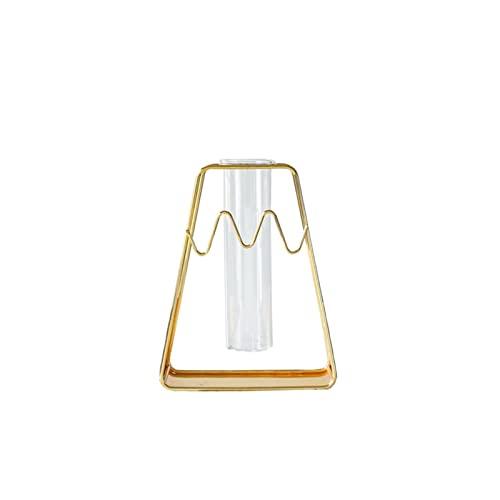 【並行輸入品】Flower Vase Metal Flower Stand Test Tube Transparent Glass Vase_1