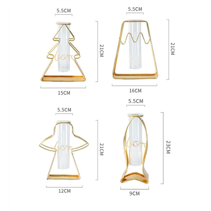 【並行輸入品】Flower Vase Metal Flower Stand Test Tube Transparent Glass Vase_3