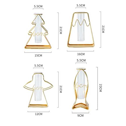 【並行輸入品】Flower Vase Metal Flower Stand Test Tube Transparent Glass Vase_4
