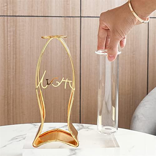 【並行輸入品】Flower Vase Metal Flower Stand Test Tube Transparent Glass Vase_7