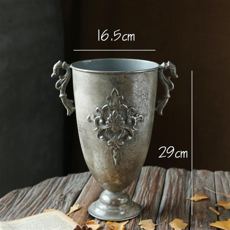 【並行輸入品】Original Vases Golden Vintage Old Wrought Iron Vase Flower Silveの画像