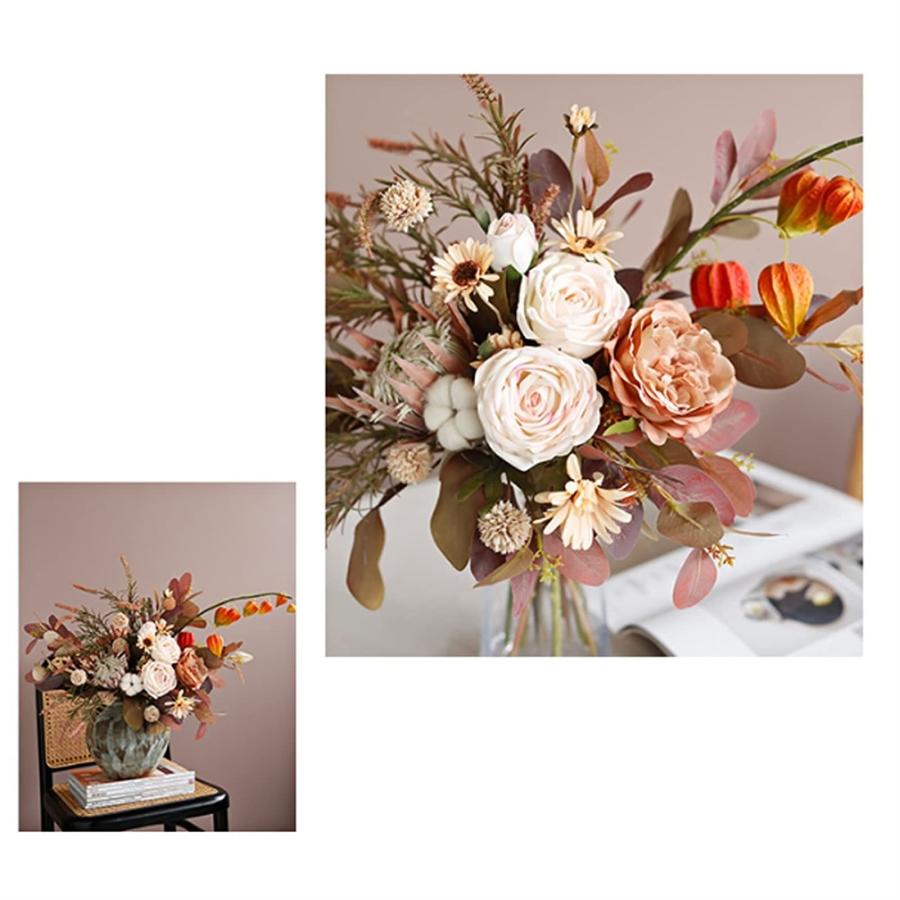 【並行輸入品】ROLTIN Rose Plastic Flower Bouquet, Artificial Flower and Vase Sの画像