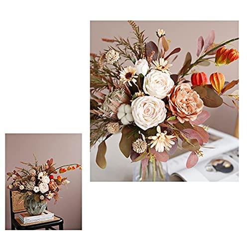 【並行輸入品】ROLTIN Rose Plastic Flower Bouquet, Artificial Flower and Vase Sの画像