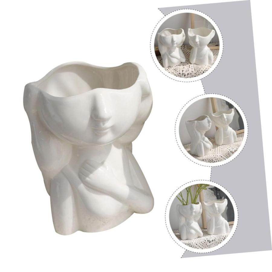 【並行輸入品】IMIKEYA Desktop Decor 3pcs Ceramic Hydroponic Vase Desktop White_3