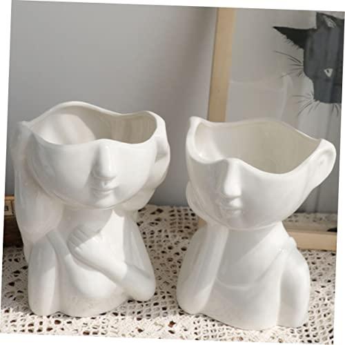 【並行輸入品】IMIKEYA Desktop Decor 3pcs Ceramic Hydroponic Vase Desktop White_7