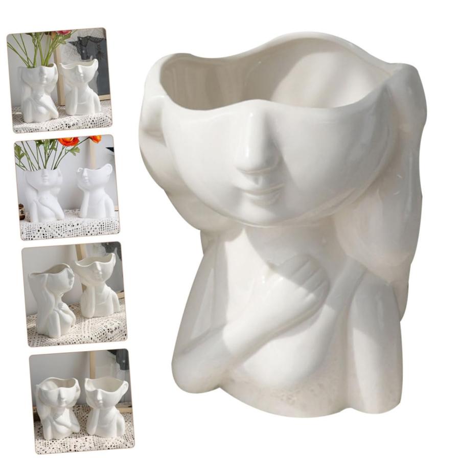 【並行輸入品】IMIKEYA Desktop Decor 3pcs Ceramic Hydroponic Vase Desktop White_9