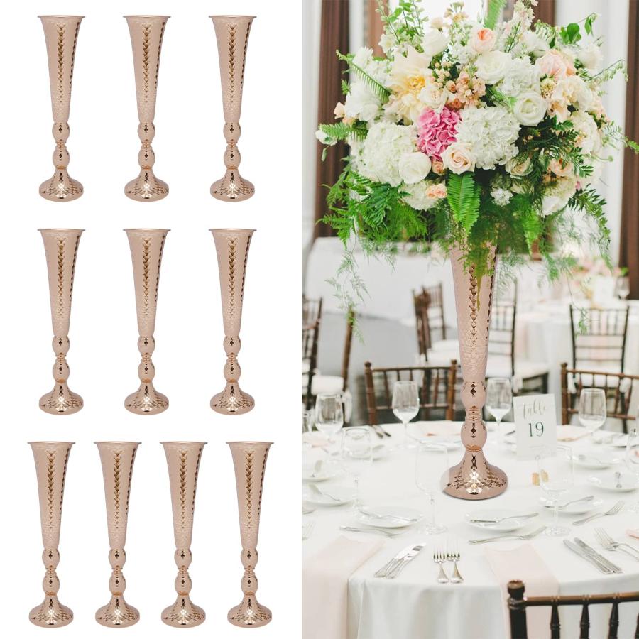 【並行輸入品】10 Piece Gold Centerpieces for Table 20 inch, Tall Wedding Centeの画像