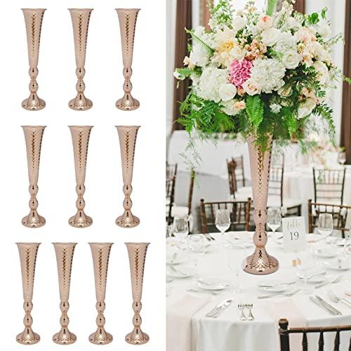 【並行輸入品】10 Piece Gold Centerpieces for Table 20 inch, Tall Wedding Centeの画像