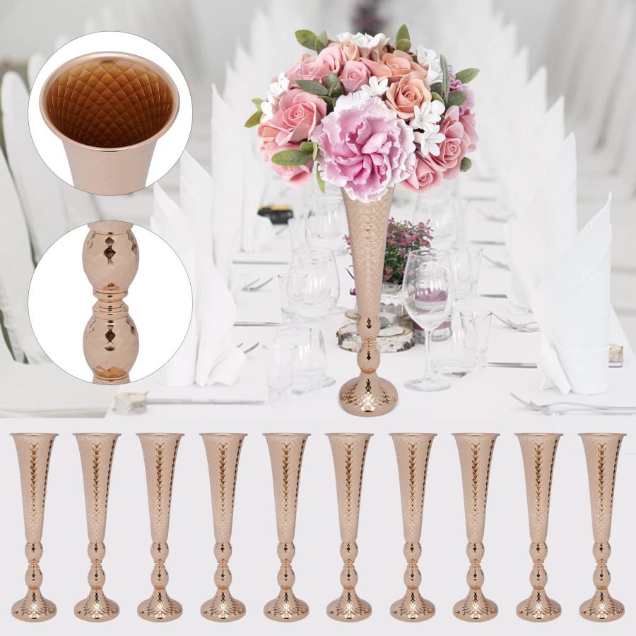 【並行輸入品】10 Piece Gold Centerpieces for Table 20 inch, Tall Wedding Centeの画像