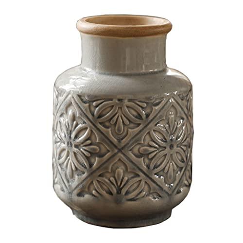 【並行輸入品】Flower Vases Decorative Vintage Embossed Pattern Vase Ornament Hの画像