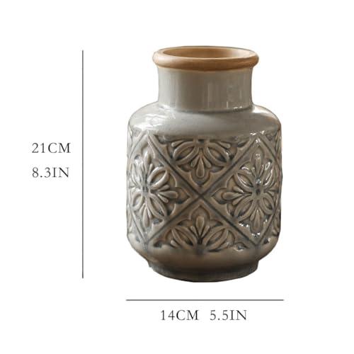 【並行輸入品】Flower Vases Decorative Vintage Embossed Pattern Vase Ornament Hの画像