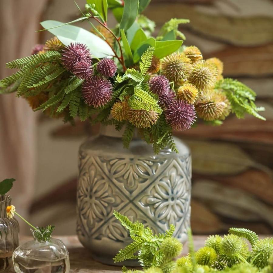 【並行輸入品】Flower Vases Decorative Vintage Embossed Pattern Vase Ornament Hの画像