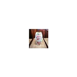 【並行輸入品】Ceramic White Vase with Large Bouquet of Flowers Print   10in, F_2