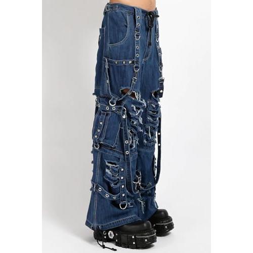 【並行輸入品】Tripp NYC Denim Strap Shredder Pants [Blue Denim] Gothic Punk Baの画像