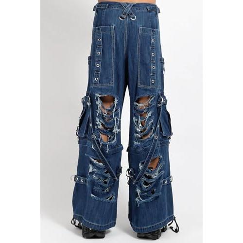 【並行輸入品】Tripp NYC Denim Strap Shredder Pants [Blue Denim] Gothic Punk Baの画像