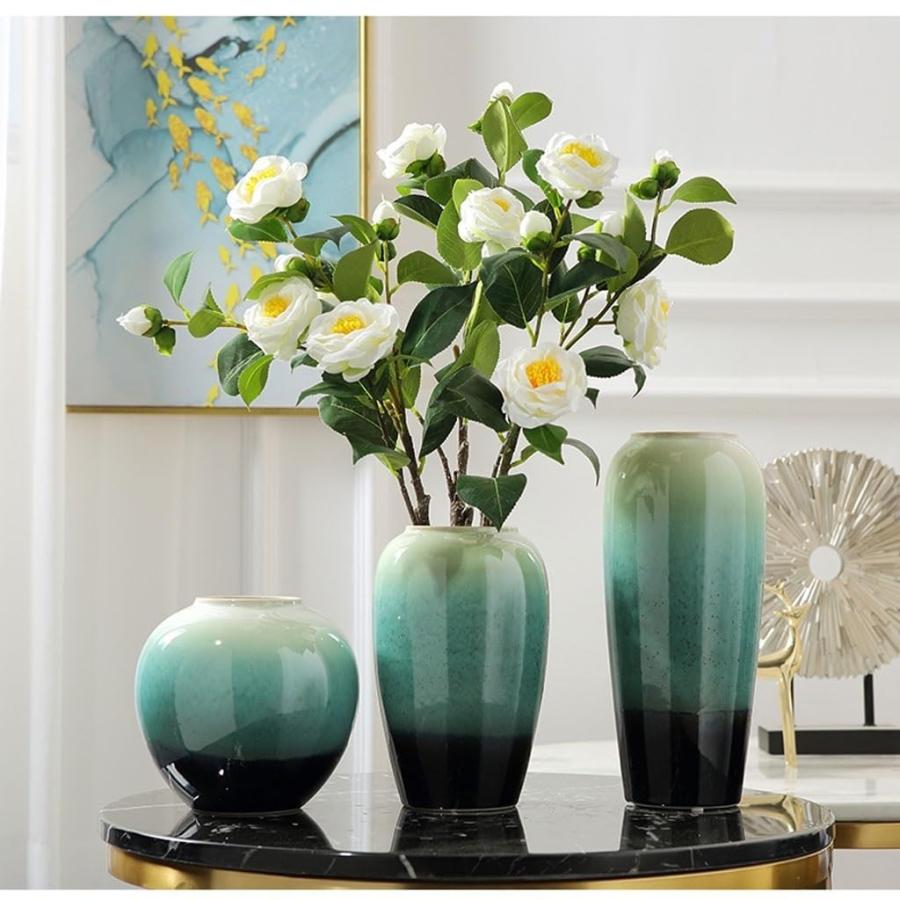 【並行輸入品】Vase for Decor Porcelain Green Vase Ceramic Flower Decoration Mo_9