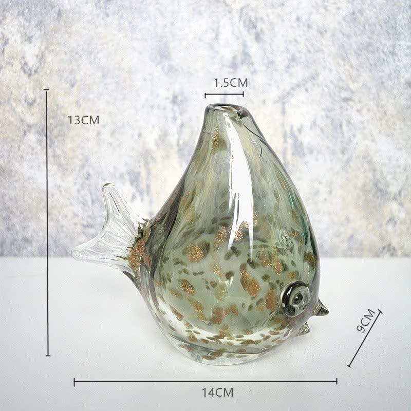 【並行輸入品】花瓶小さな花瓶ガラス魚の装飾品デスクトップ創造性動物グリーンアンバーホームモダンギフト装飾工芸家の装飾 (色 : 1) (2) Fの画像