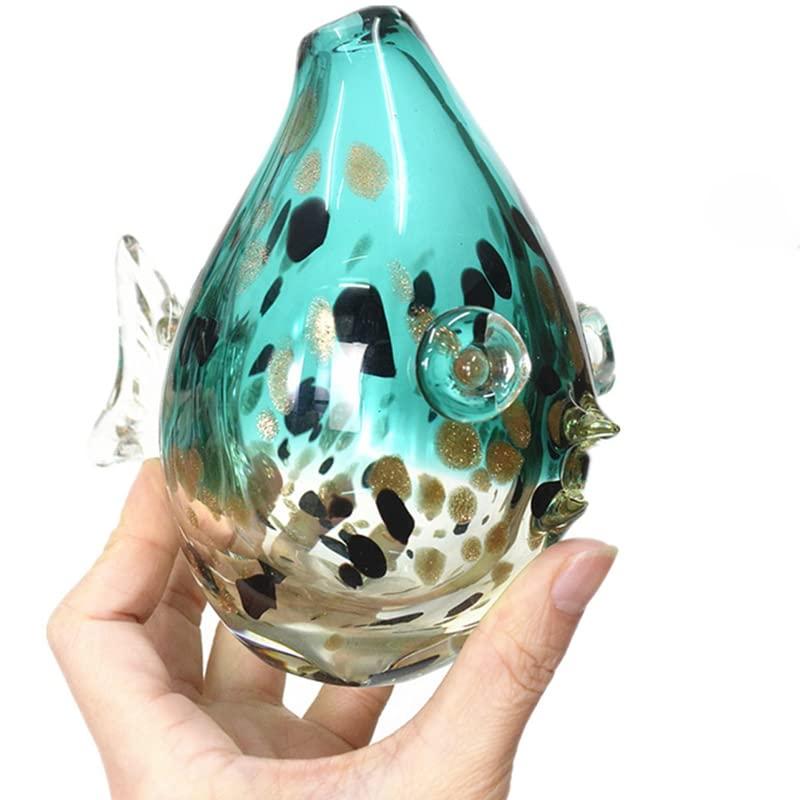【並行輸入品】花瓶小さな花瓶ガラス魚の装飾品デスクトップ創造性動物グリーンアンバーホームモダンギフト装飾工芸家の装飾 (色 : 1) (2) Fの画像