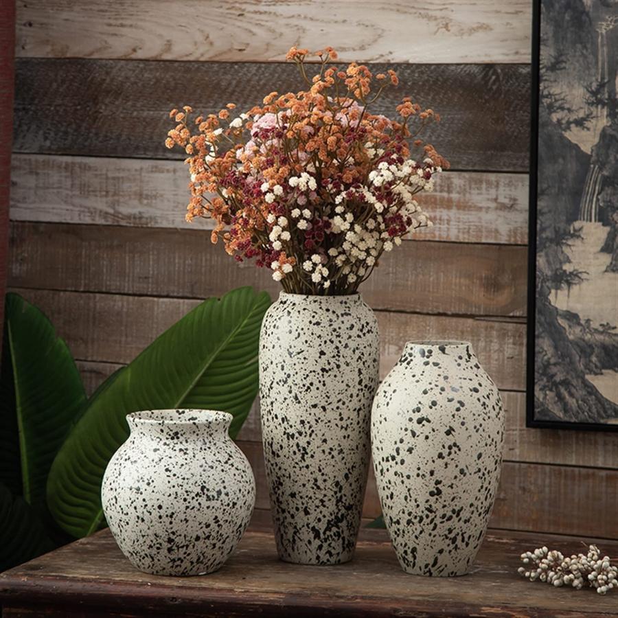 【並行輸入品】花瓶粗い陶器の花瓶モダンなシンプルな装飾リビングルームフラワーアレンジメント中国卓上装飾セラミックポットセラミック家の装飾 (Co |  | 09