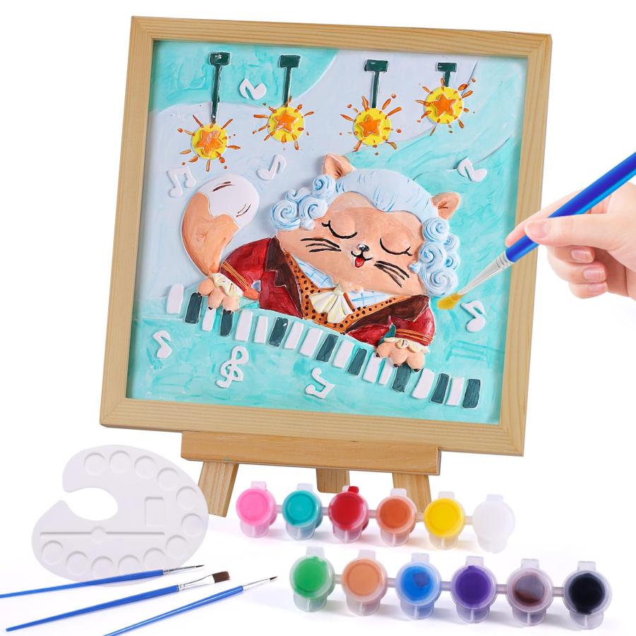子供向けペイントギフト 猫のしっくいペイントキット アート&クラフト DIY画材 並行輸入品】1~4歳の子供向けペイントギフト 猫のしっくい