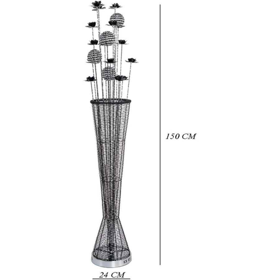 【並行輸入品】EESHHA Floor Lamp L〓mpara de Pie Silver Black Flower Led Floor Lの画像