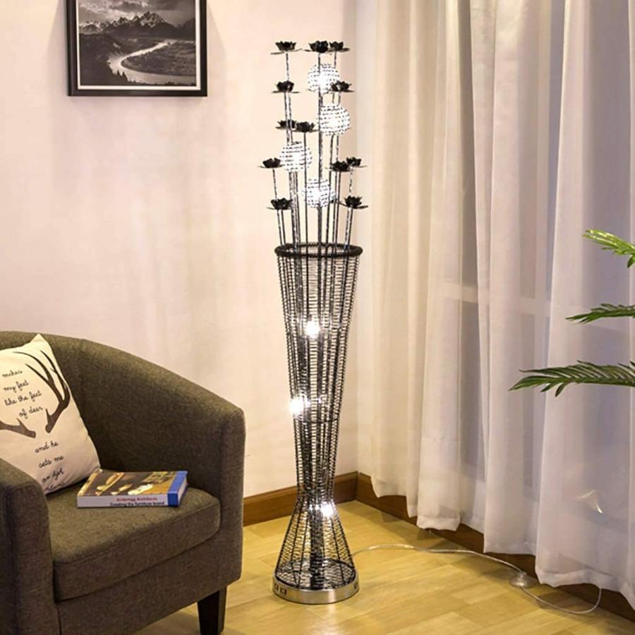 【並行輸入品】EESHHA Floor Lamp L〓mpara de Pie Silver Black Flower Led Floor Lの画像