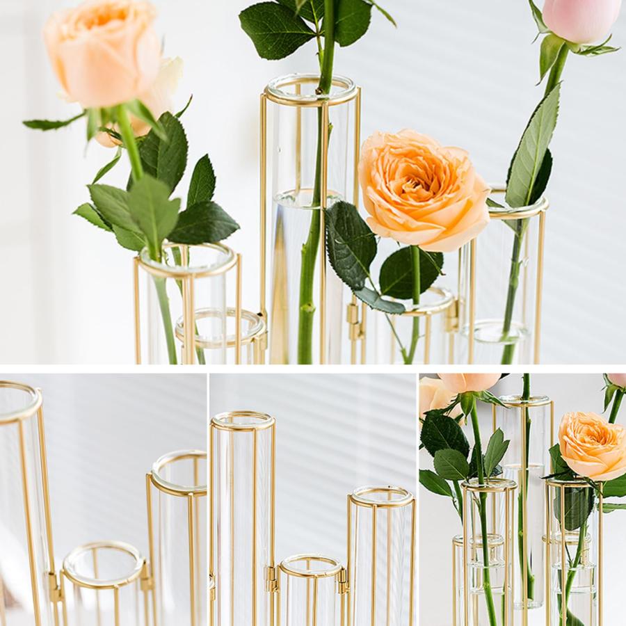 Flower Vase Test Tube Flower Vase with Metal Stand Racks  【灯】 並行輸入品