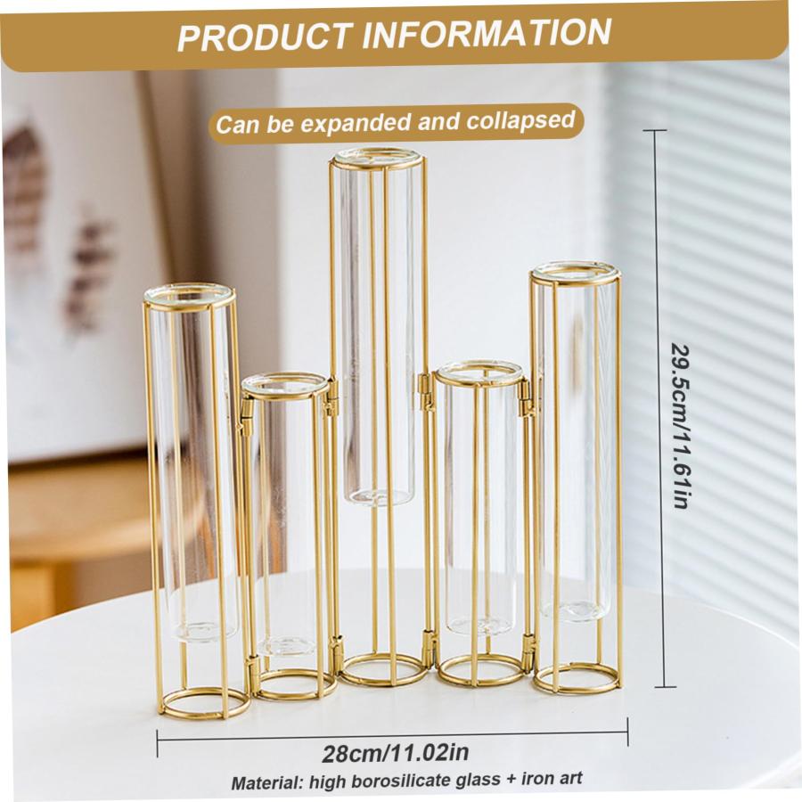 Flower Vase Test Tube Flower Vase with Metal Stand Racks  【灯】 並行輸入品