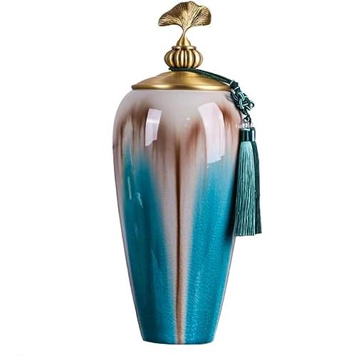 【並行輸入品】Ginger Jar Vase for Decor Blue Ceramic Vases Ginger Jar with Lidの画像