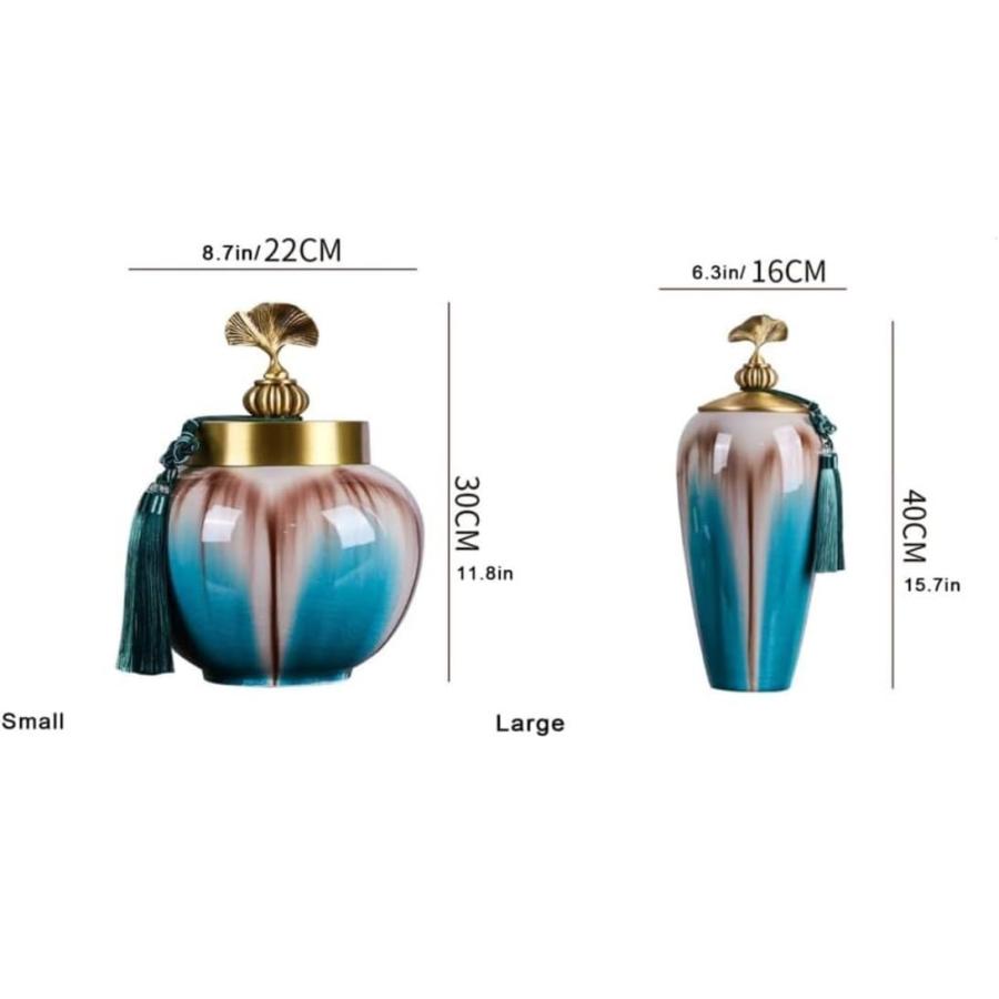 【並行輸入品】Ginger Jar Vase for Decor Blue Ceramic Vases Ginger Jar with Lidの画像
